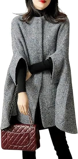 Elegant Double Breasted Poncho Coat