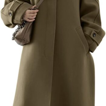 Women Winter Hidden Single Breasted Wool Coat Raglan Sleeve Business Long Wool Overcoat