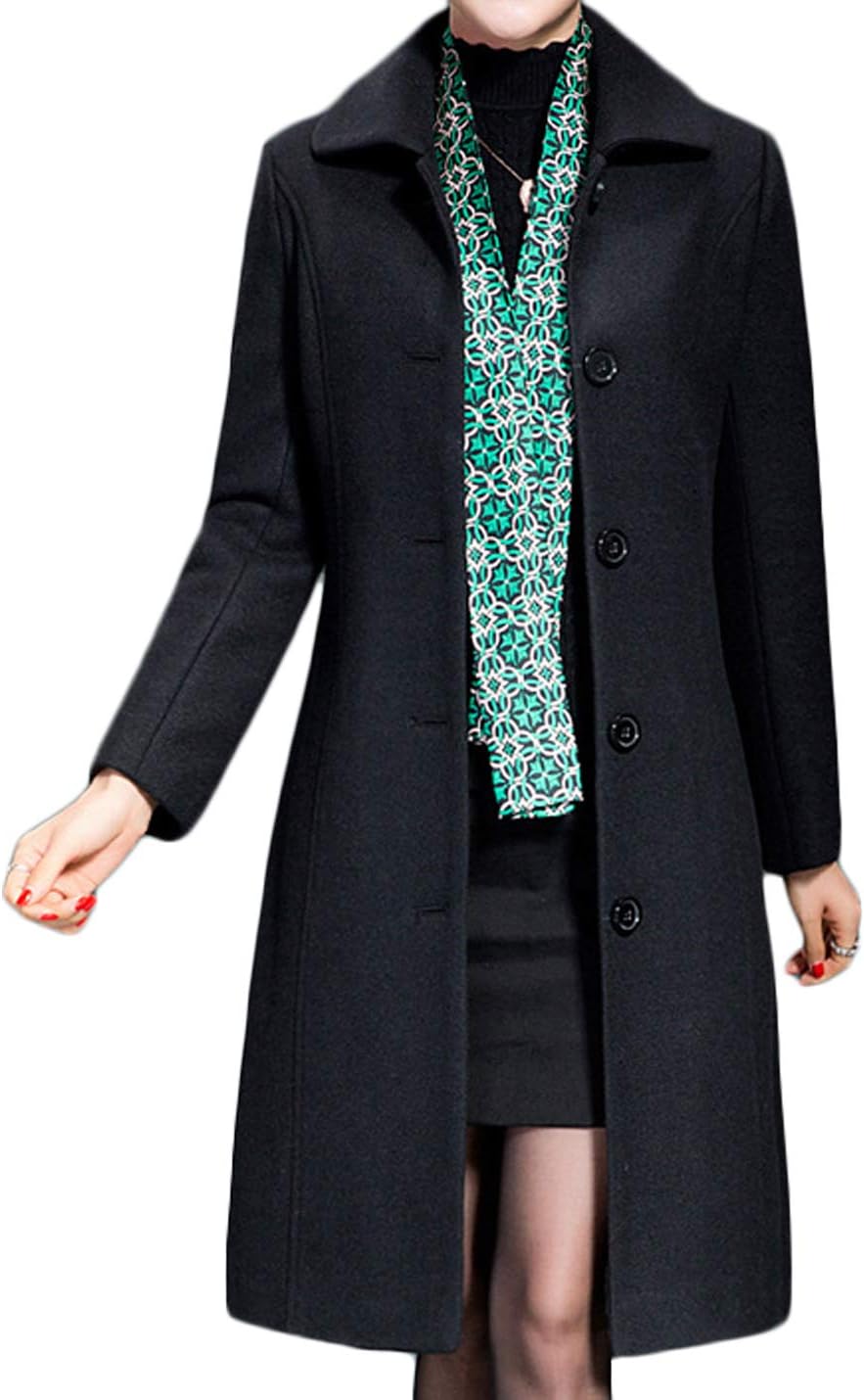 Women Wool Trench Coat Winter Long Thick Overcoat Walker Coats