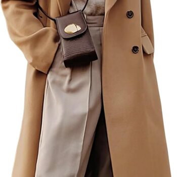 Women Long Wool Coats Fall Winter Double Breasted Trench Coat Peacoat