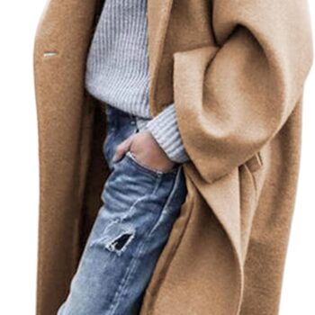 Women Wool Blend Coat d Double Breasted Long Trench Overcoat Winter