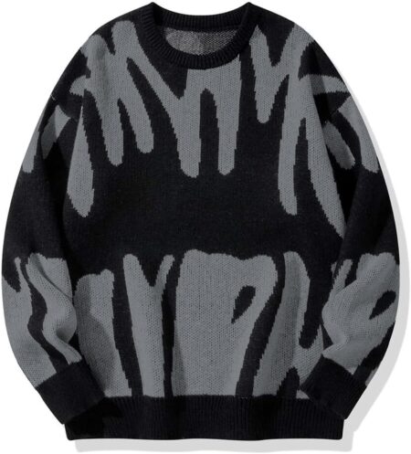 Men  Sweater Long Sleeve Crewneck  Graphic Color Block Casual Knitted Pullover Sweater